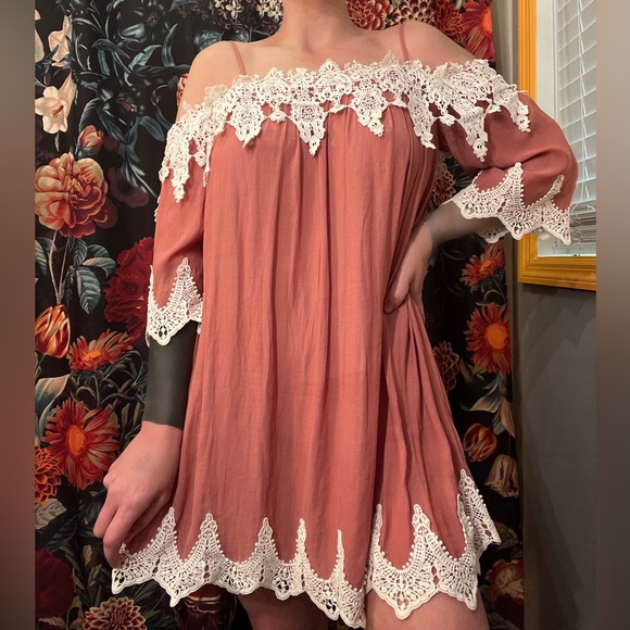 Forever 21 Dresses & Skirts - Off Shoulder Dress with Lace Detail - Forever 21 Size Small